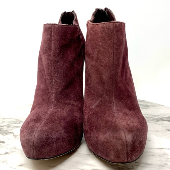 Sam Edelman Keaton burgundy suede platform dress bootie rear zip 9 event chic - Picture 4 of 15